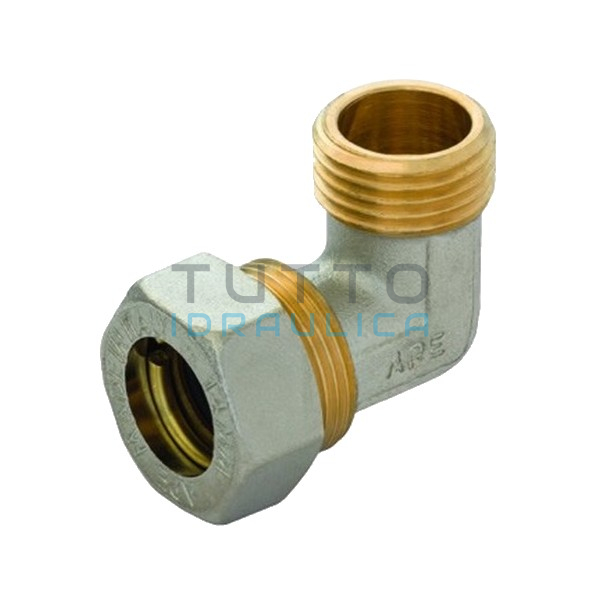 Gomito a Stringere per Tubo Rame Maschio Diam. 18 x 3/4"