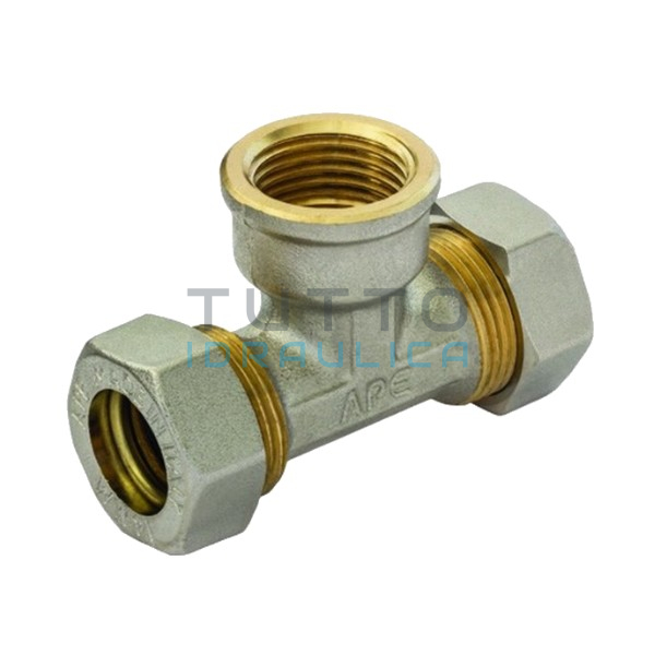 Tee a Stringere per Tubo Rame Femmina Diam. 12 x 1/2" x 12