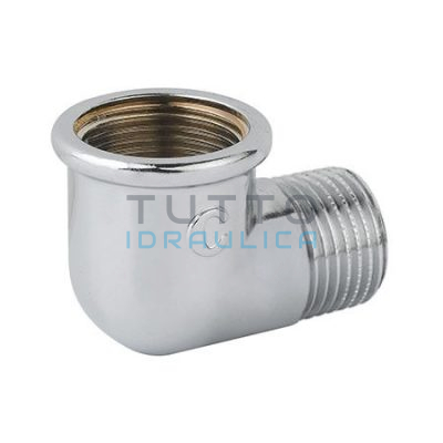 Gomito Ottone Cromato Lucido MF 1/2"