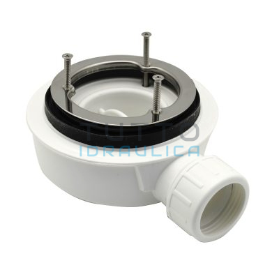 Piletta Doccia Sifonata con Flangia Inox | mod. Ribassata | Foro Ø 90 mm