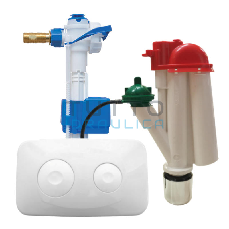 Kit Batteria Doppio Scarico PROHYDRO Completa di Placca e Galleggiante Fluidmaster 747