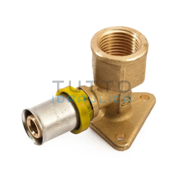 Gomito a Pressare Femmina Flangiato per Tubo GAS Multistrato Diam. 16 x 1/2"