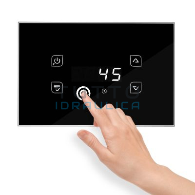 Centralina Touch TIEMME per Termocamini ad Aria | GLA810 | Glass Design | NERO