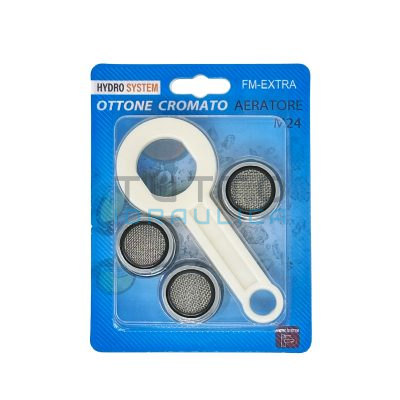 Kit 3 Aeratore Maschio + Chiave | M24x1 | Cromo | in Blister
