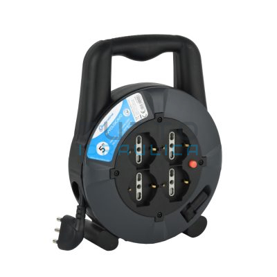 Prolunga Elettrica Avvolgicavo 16A 2P+T Bipasso Schuko x 4 | 3x1,5 mmq | Mt. 5