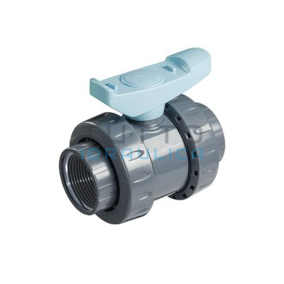 Valvola a Sfera in PVC | PN16 | con Bocchettoni | FF | Diam. 1"1/2
