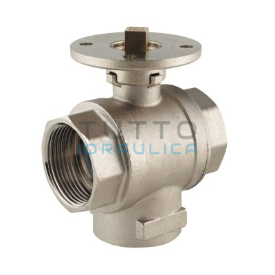 Corpo Valvola De Pala Ottone | 3 Vie | Deviatrice a "T" | F 1" | Attacco ISO 5211 = F3 Q09 | 613TI