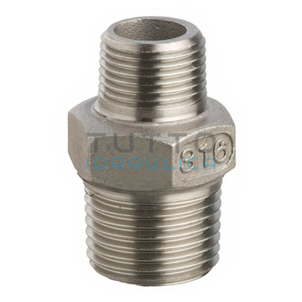 Nipplo Ridotto in Acciaio Inox AISI 316 Maschio 1/4"x1/8" | Confezione da Pz.10