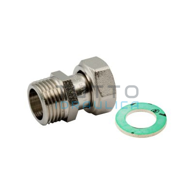 Codolo in Ottone Nichelato con Calotta Girevole e Guarnizione Piana | MF 1"x1"