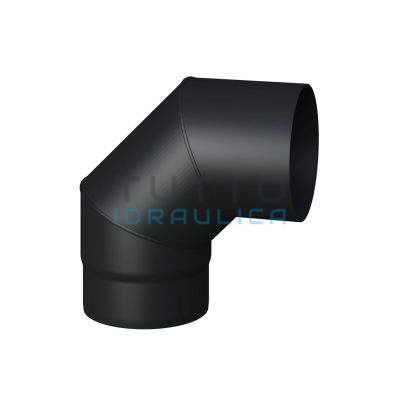 Curva Nera 90° MF per Stufe a Legna | Acciao al Carbonio mm.2 | Diam.130