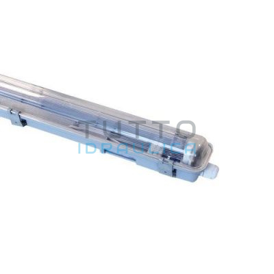 Plafoniera per Tubo LED in Policarbonato G13 | IP65 | 1x18 | cm. 126,5 x 7,2 H.8,6