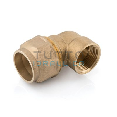 Gomito in Ottone Femmina per Tubo in Polietilene | Diam. 20 x 1/2"