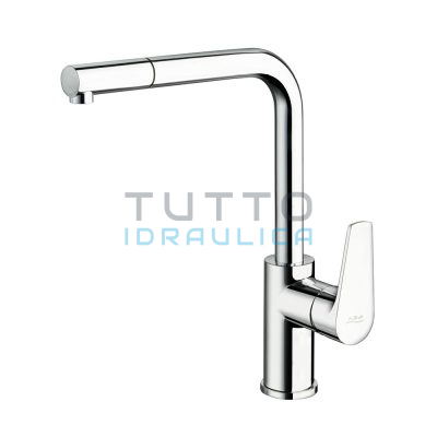 Miscelatore FEV | Serie Line | Lavello Cucina Pull Out con Doccia Estraibile | Cromo | LN0660/1CR