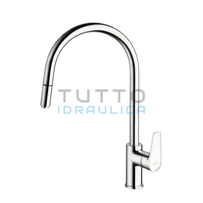 Miscelatore FEV | Serie Line | Lavello Cucina Pull Down con Doccia Estraibile | Cromo | LN0665/1CR