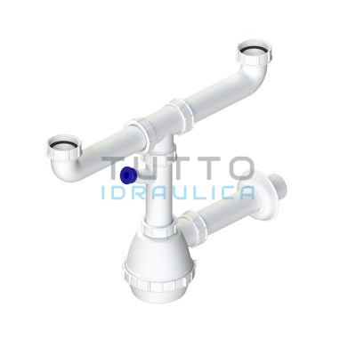 Sifone Lavello a 2 Vie in PVC 1"1/2 x Ø40 | Attacco Lavatrice | a Bottiglia