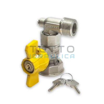 Valvola a Sfera GAS con Serratura e Presa Pressione | a 90° | Attacco Contatore | F 1"1/4 x M.1"