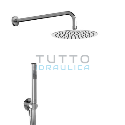 Set Doccia Completo | Acciaio Lucido | Soffione Circolare | Ø 250 mm