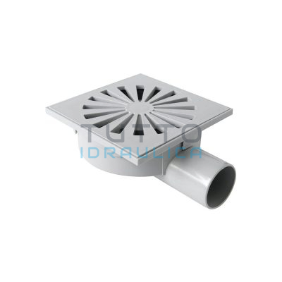 Chiusino Sifonato Grigliato in ABS | Uscita Laterale Orientabile | Grigio | mm.150x150
